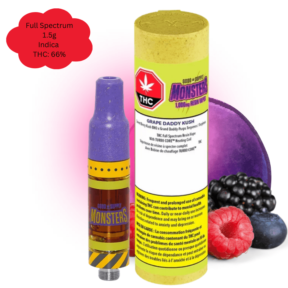 Good Supply Monsters Grape Daddy Kush FSE Cartridge-1.5g 1.5g Morden Vape SuperStore and Cannabis Manitoba Canada