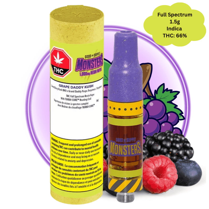 Good Supply Monsters Grape Daddy Kush FSE Cartridge-1.5g 1.5g Morden Vape SuperStore and Cannabis Manitoba Canada