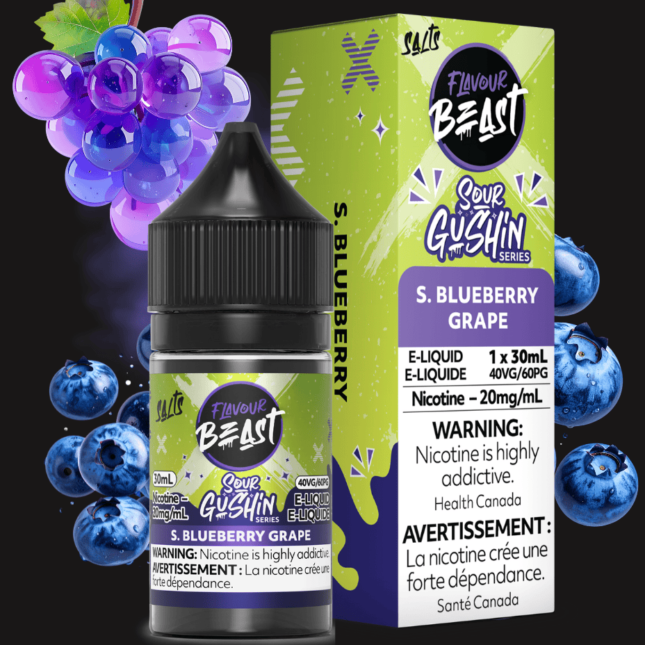 Gushin Sour Blueberry Grape Salt by Flavour Beast E-liquid Morden Vape SuperStore and Cannabis Manitoba Canada