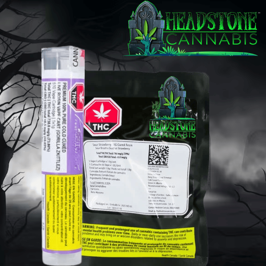 Headstone Sour Strawberry Vape Hybrid Cart-1g Morden Vape SuperStore and Cannabis Manitoba Canada