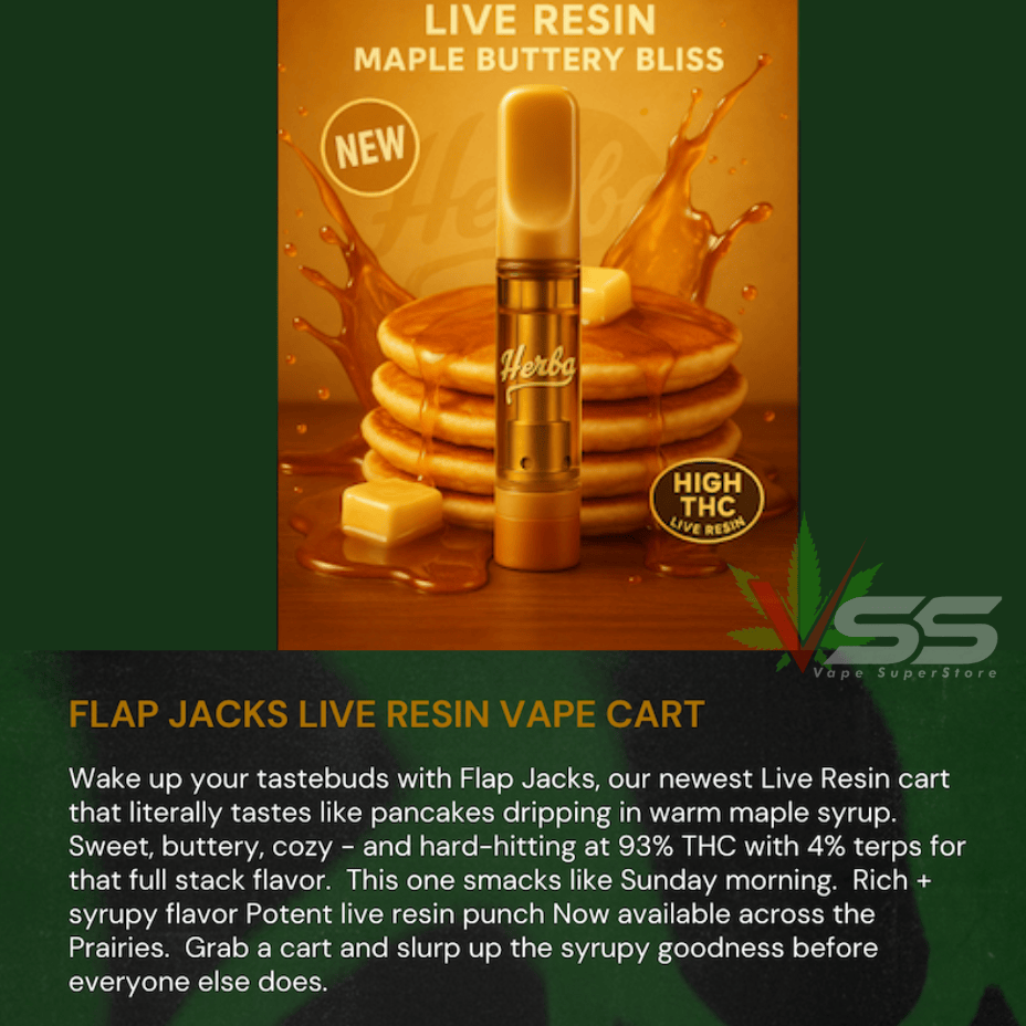 Herba Farms - Flap Jacks Live Resin Vape Cartridge - 1g Morden Vape SuperStore and Cannabis Manitoba Canada