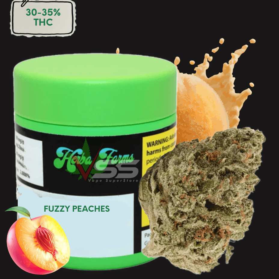 Herba Farms Glass Jar - Fuzzy Peaches Craft Flower - 3.5g Morden Vape SuperStore and Cannabis Manitoba Canada