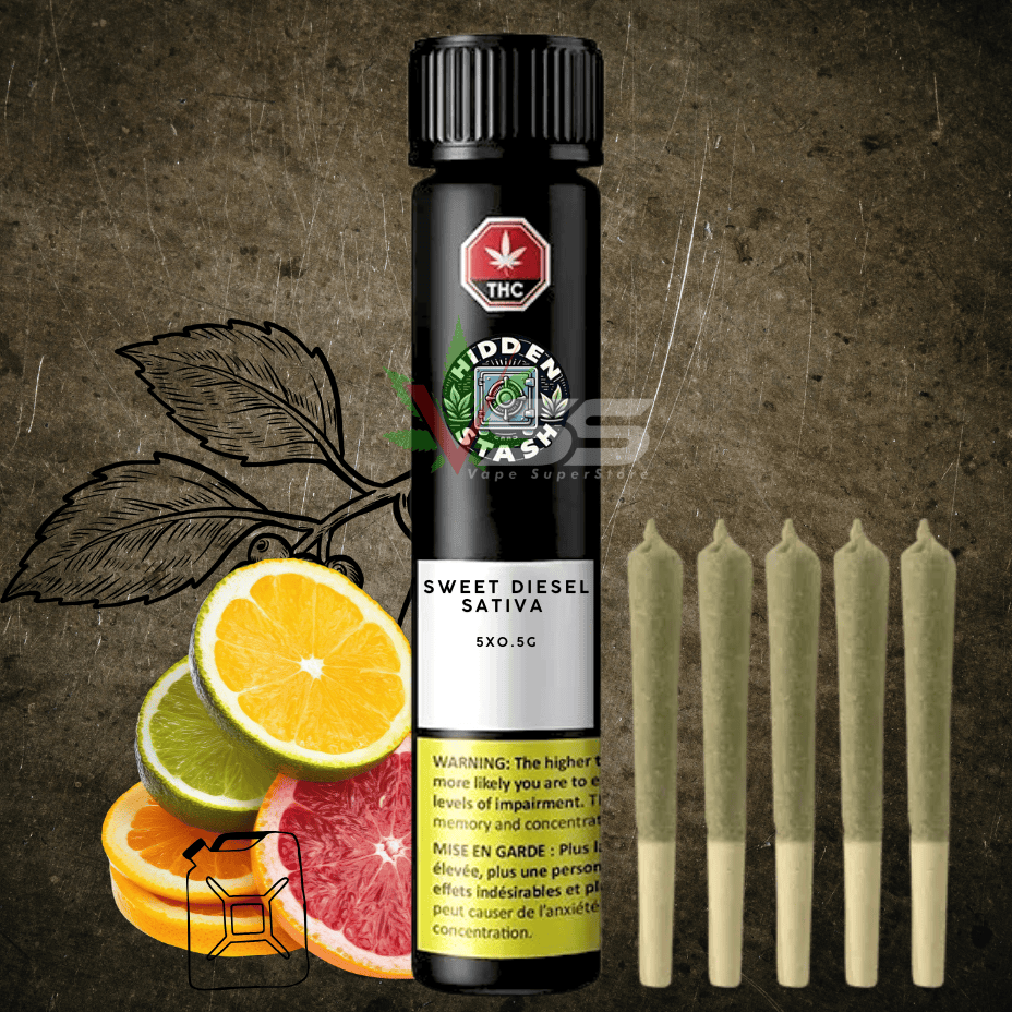 Hidden Stash Cannabis - Sweet Diesel Sativa Pre-rolls - 5x0.5g Morden Vape SuperStore and Cannabis Manitoba Canada