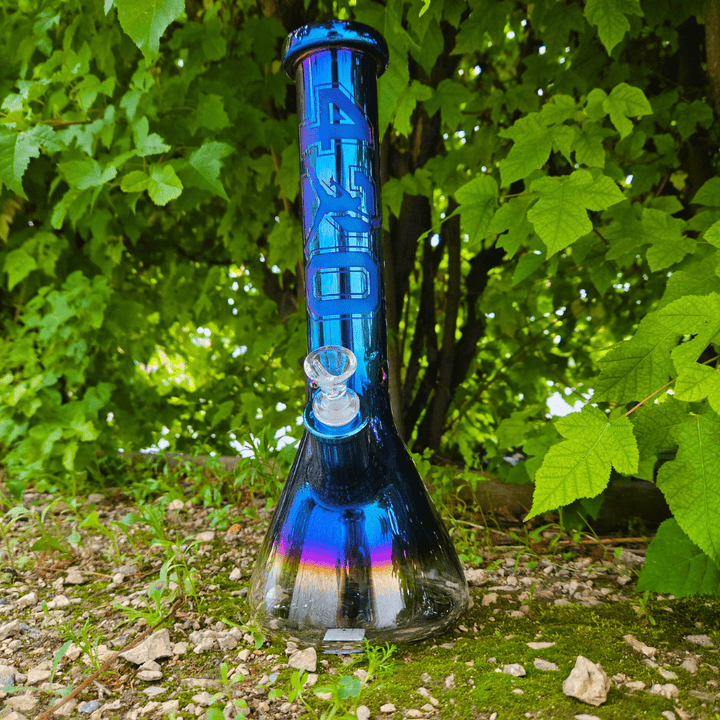High Class Glass Beaker Bongs Oil Slick High Class Glass 7mm Engraved 420 Jumpman Beaker 14"-Morden Vape SuperStore & Cannabis MB, Canada