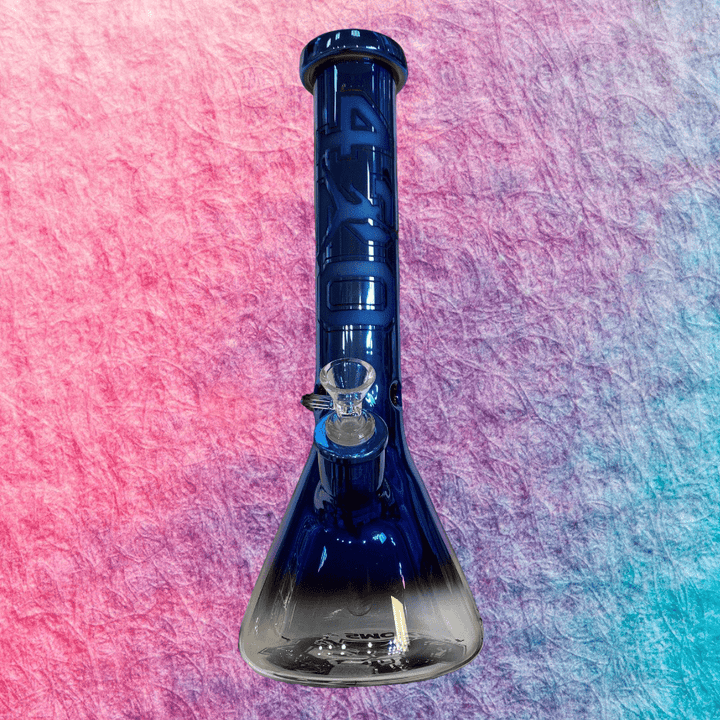 High Class Glass Beaker Bongs Oil Slick High Class Glass 7mm Engraved 420 Jumpman Beaker 14"-Morden Vape SuperStore & Cannabis MB, Canada