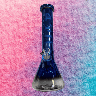 High Class Glass Oil Slick 7mm engraved 420 Jumpman Beaker-14" tall-Morden Vape & Cannabis