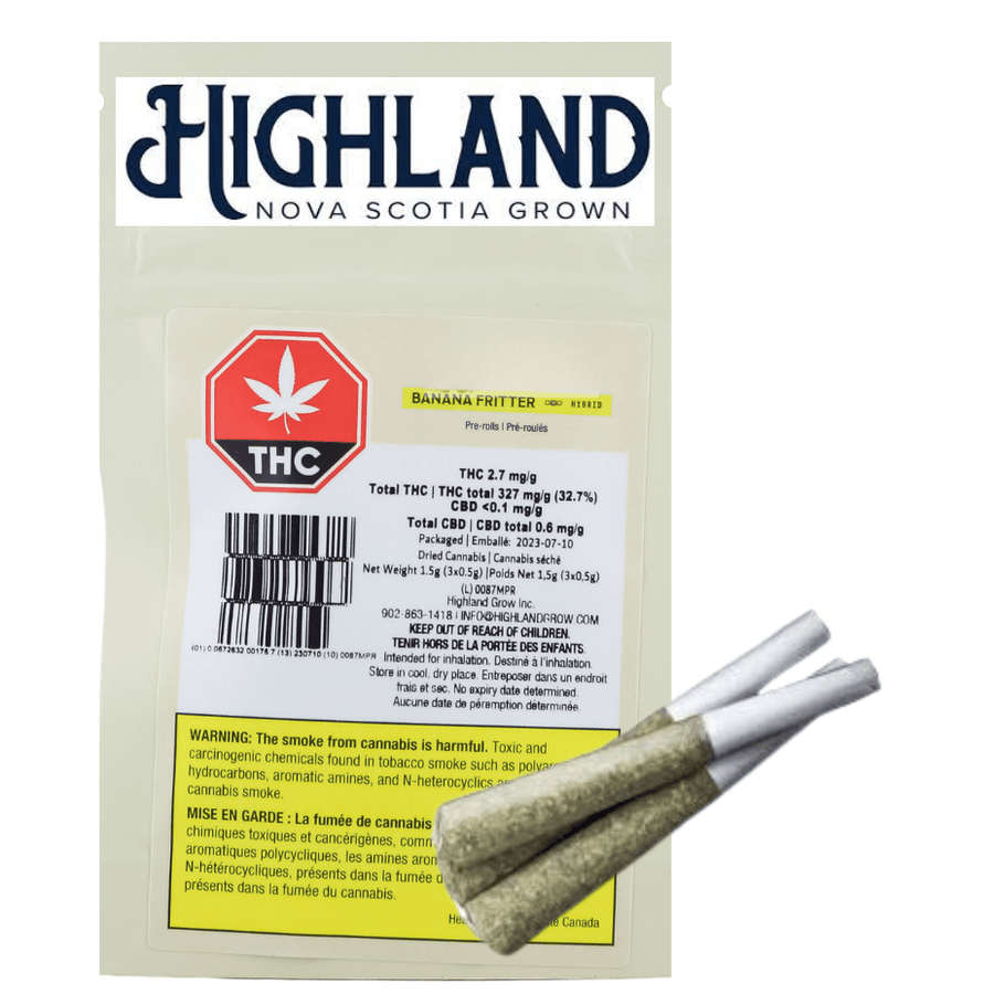 Highland Grow Pre-Rolls 3x0.5g Highland Banana Fritter Hybrid Pre-Rolls-3x0.5g-Morden Vape & Cannabis MB, Canada
