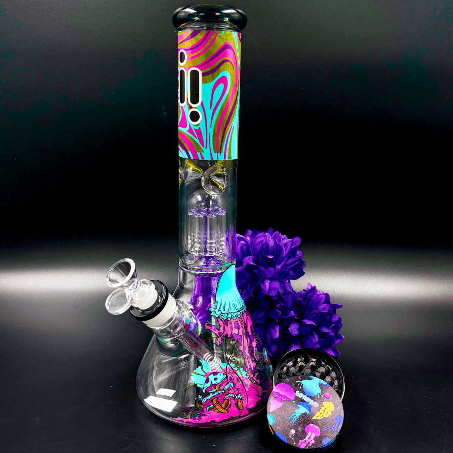 Infyniti Untamed 7mm Jellyfish Beaker w/ Tree Perc 14" Morden Vape SuperStore and Cannabis Manitoba Canada
