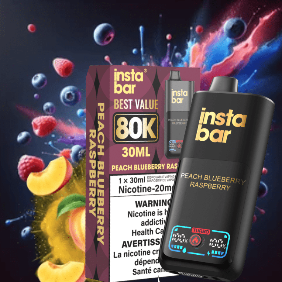 Insta Bar 80K Disposable Vape-Peach Blueberry Raspberry Morden Vape SuperStore and Cannabis Manitoba Canada