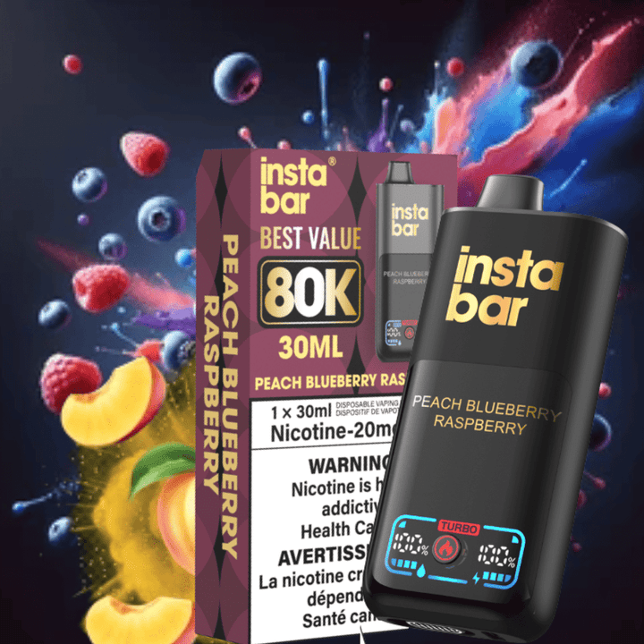 Insta Bar 80K Disposable Vape-Peach Blueberry Raspberry Morden Vape SuperStore and Cannabis Manitoba Canada