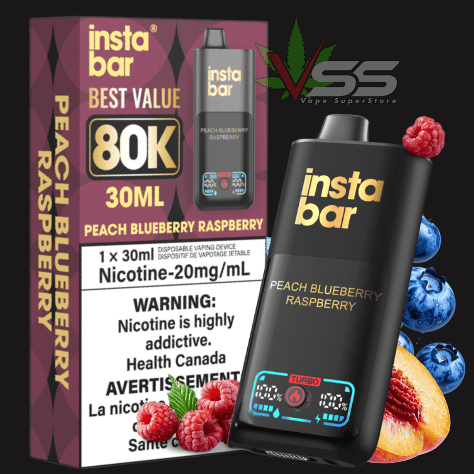 Insta Bar 80K Disposable Vape-Peach Blueberry Raspberry Morden Vape SuperStore and Cannabis Manitoba Canada