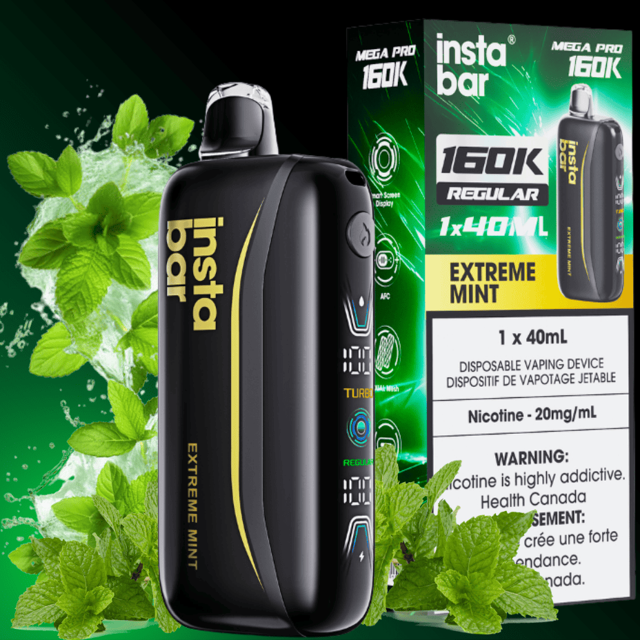 Insta Bar Mega Pro 160K Disposable Vape - Extreme Mint Morden Vape SuperStore and Cannabis Manitoba Canada