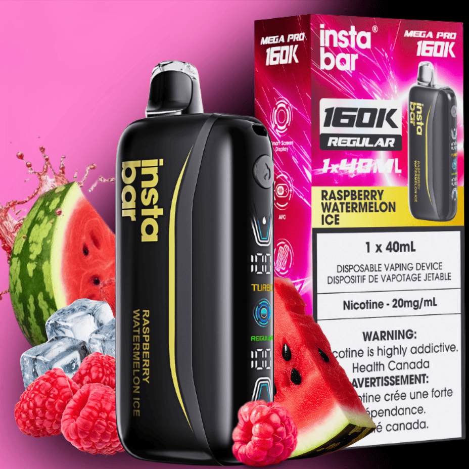 Insta Bar Mega Pro 160K Disposable Vape - Raspberry Watermelon Ice Morden Vape SuperStore and Cannabis Manitoba Canada