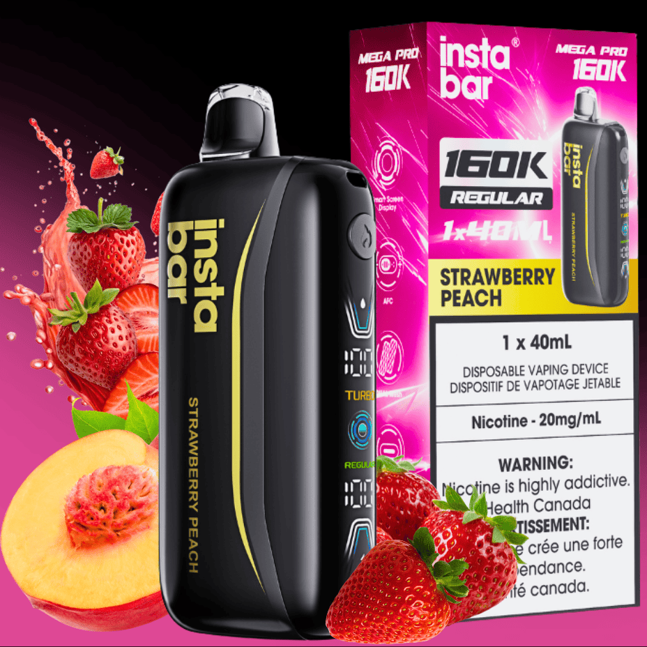 Insta Bar Mega Pro 160K Disposable Vape - Strawberry Peach Manitoba - Morden Vape SuperStore & Cannabis