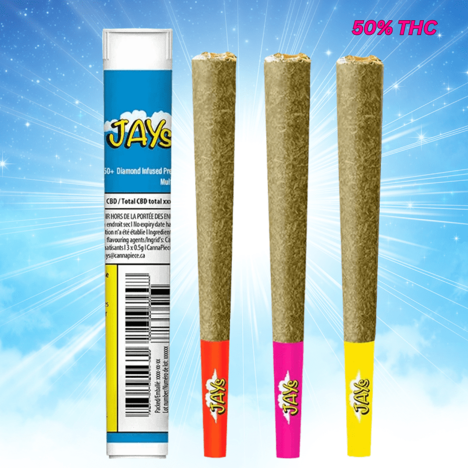 Jay's High Potency 50+ Diamond Infused Multipack Pre-rolls 3x0.5g 3x0.5g Morden Vape SuperStore and Cannabis Manitoba Canada