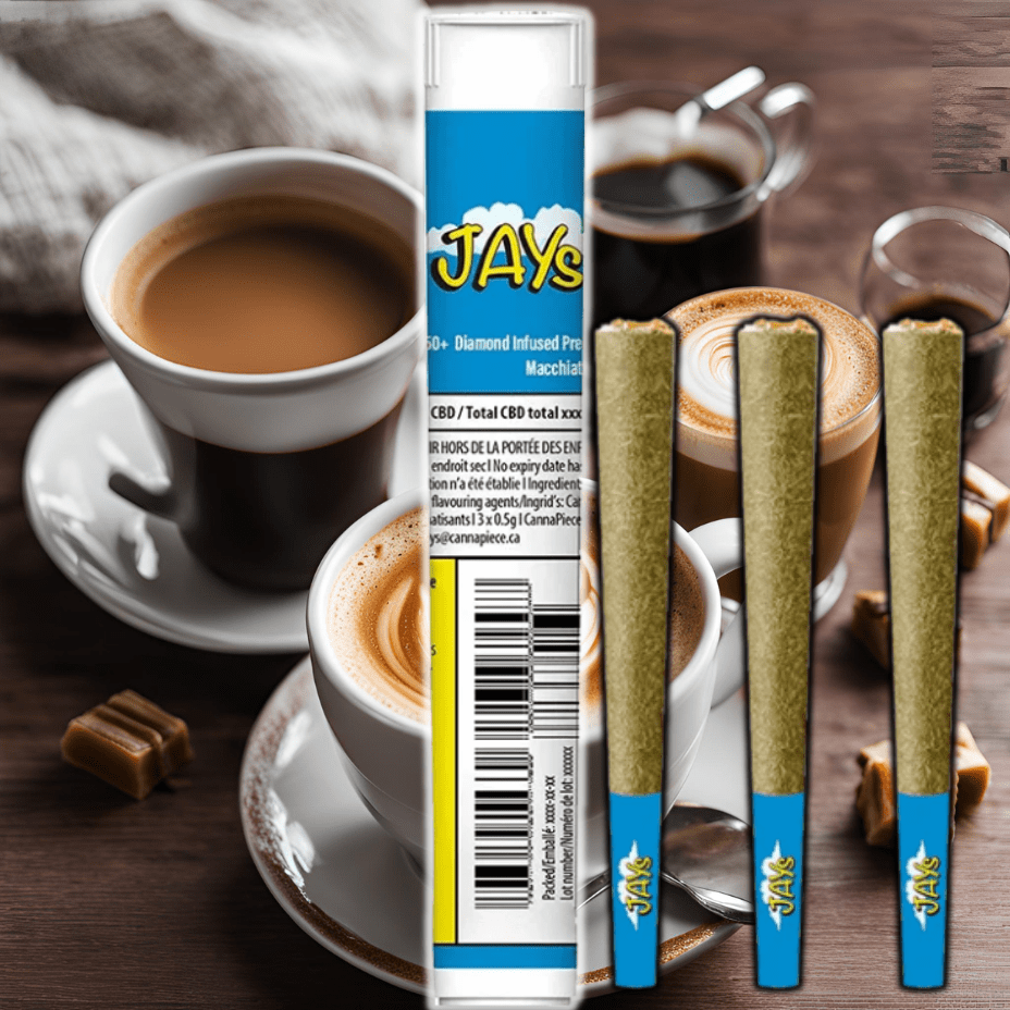 Jays Macchiato High Potency 50+ Diamond Infused Pre-rolls 3x0.5g Morden Vape SuperStore and Cannabis Manitoba Canada