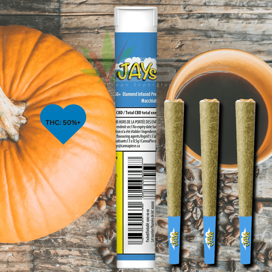 Jays Macchiato High Potency 50+ Diamond Infused Pre-rolls 3x0.5g Morden Vape SuperStore and Cannabis Manitoba Canada