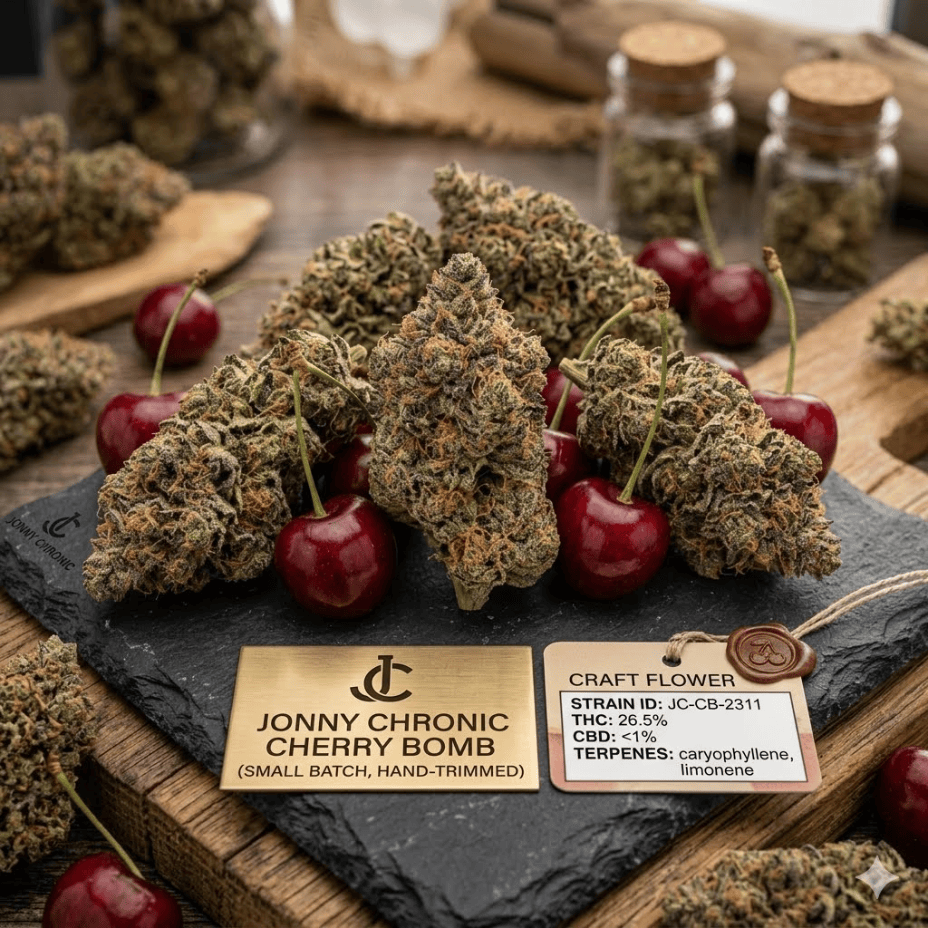 Jonny Chronic - Cherry Bomb CRAFT Sativa Flower - 28g Morden Vape SuperStore and Cannabis Manitoba Canada