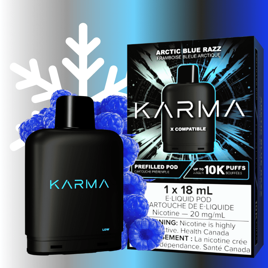 Karma Closed Pod Systems 18ml / 20mg Karma 10k Puff Pod-Arctic Blue Razz - Morden Vape SuperStore and Cannabis Manitoba, Canada