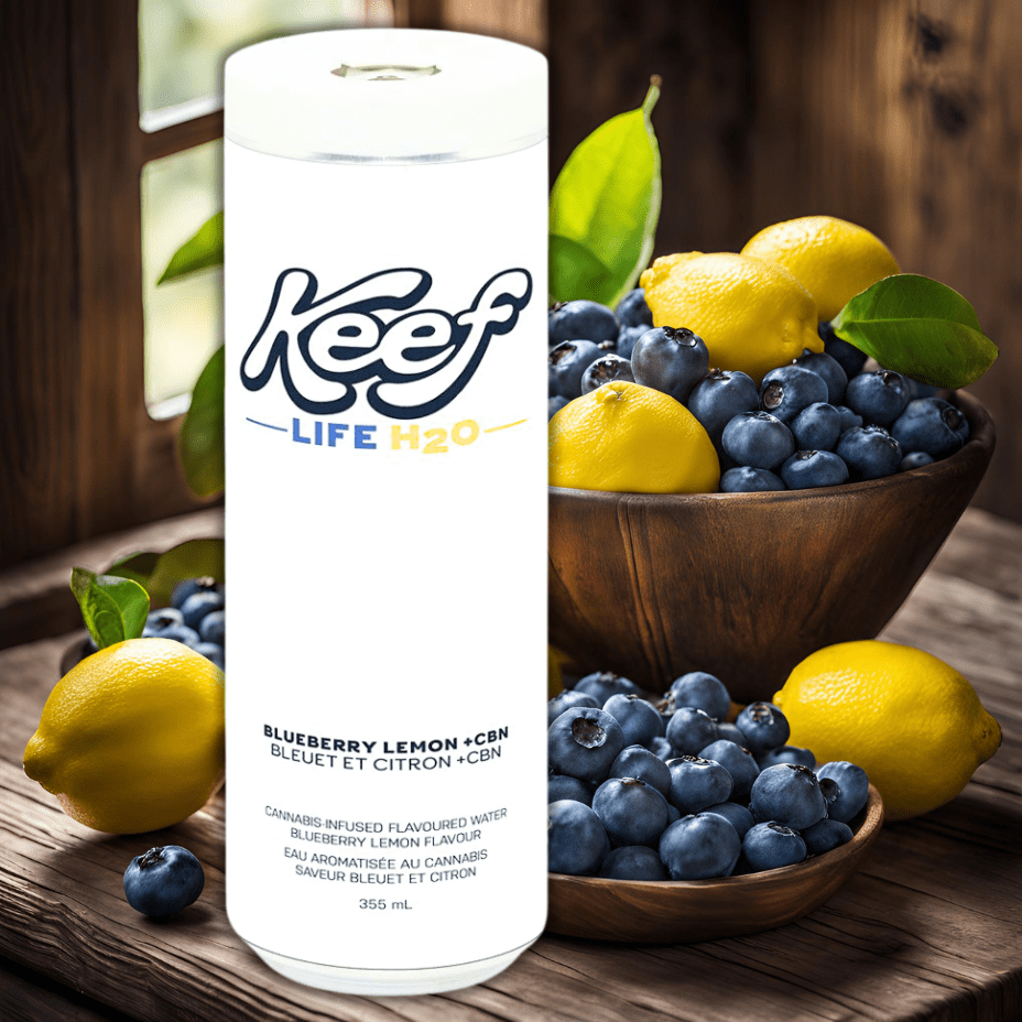 Keef Life H2O Blueberry Lemon + CBN Infused Beverage 355mL Morden Vape SuperStore and Cannabis Manitoba Canada