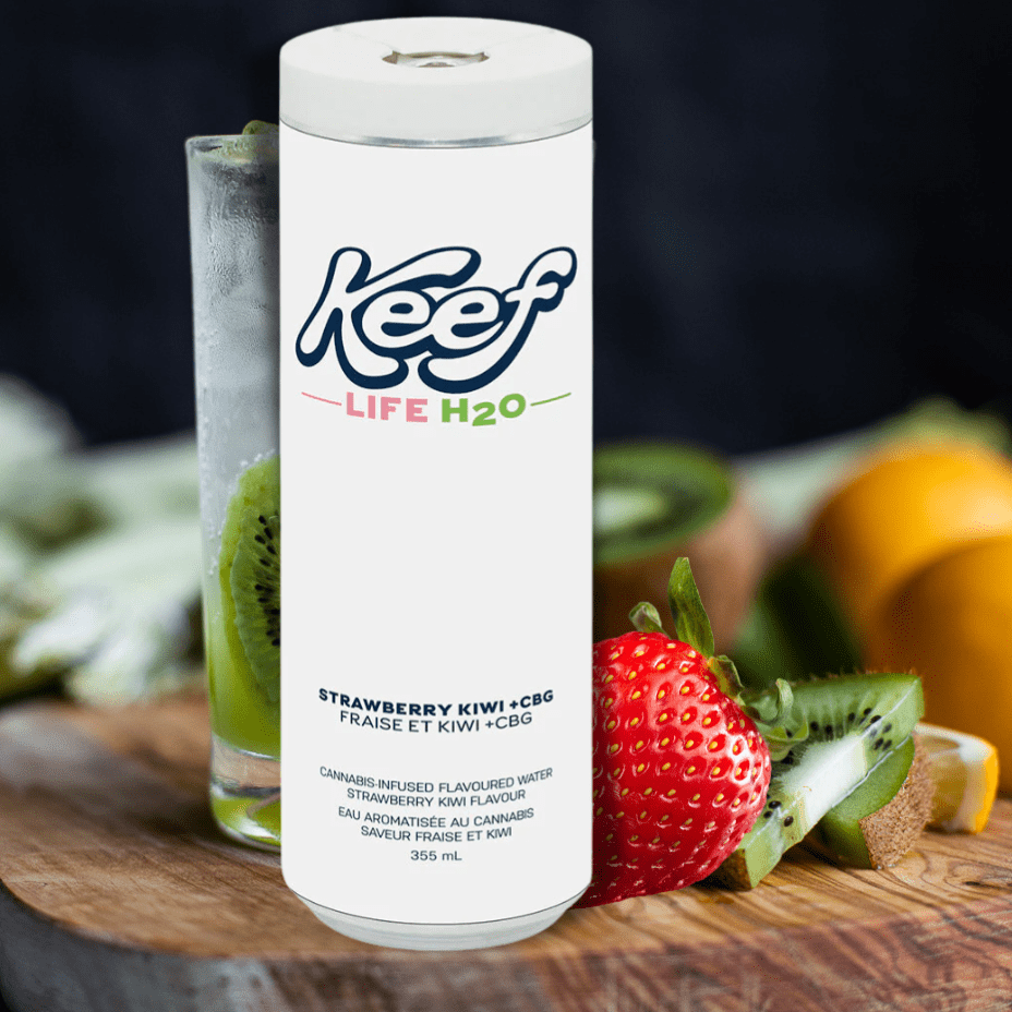 Keef Life H2O Strawberry Kiwi + CBG Infused Beverage 355ml Morden Vape SuperStore and Cannabis Manitoba Canada