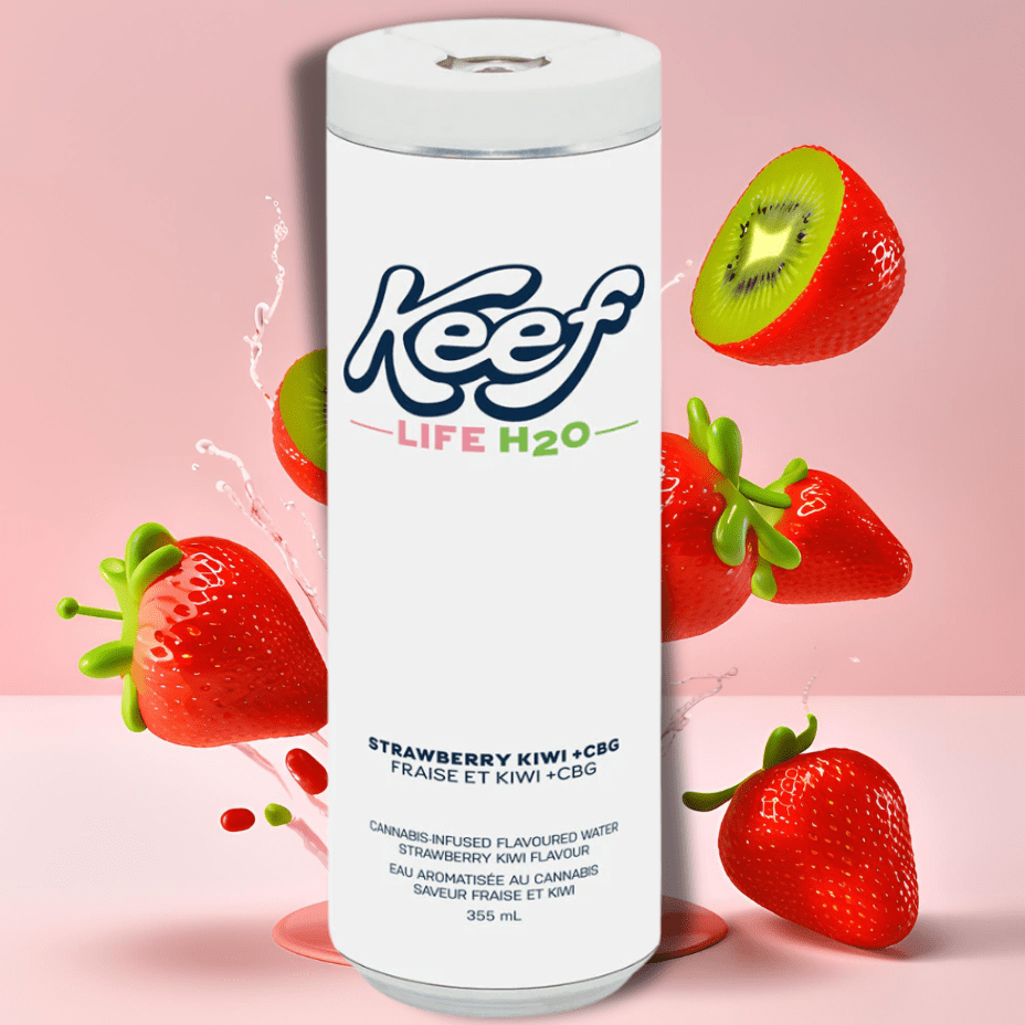 Keef Life H2O Strawberry Kiwi + CBG Infused Beverage 355ml Morden Vape SuperStore and Cannabis Manitoba Canada