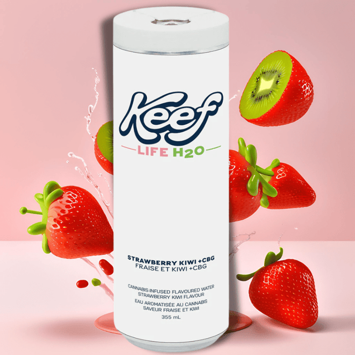Keef Life H2O Strawberry Kiwi + CBG Infused Beverage 355ml Morden Vape SuperStore and Cannabis Manitoba Canada