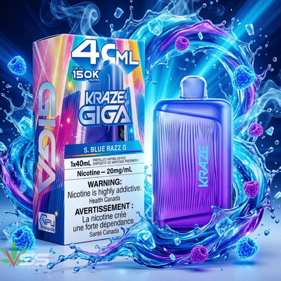 Kraze Giga 150K Disposable Vape-S.Blue Razz 150000 Puffs / 20mg Morden Vape SuperStore and Cannabis Manitoba Canada