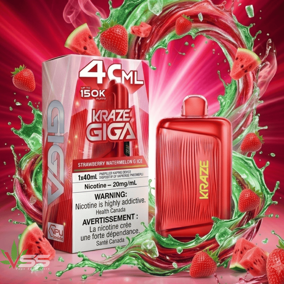 Kraze Giga 150K Disposable Vape-Strawberry Watermelon G Ice 150000 Puffs / 20mg Morden Vape SuperStore and Cannabis Manitoba Canada