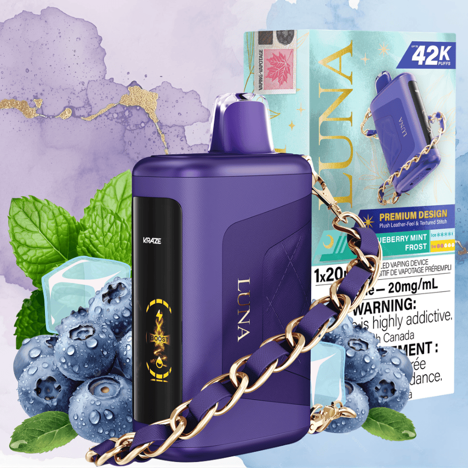 Kraze Luna 42k Disposable Vape - Blueberry Mint Frost Morden Vape SuperStore and Cannabis Manitoba Canada