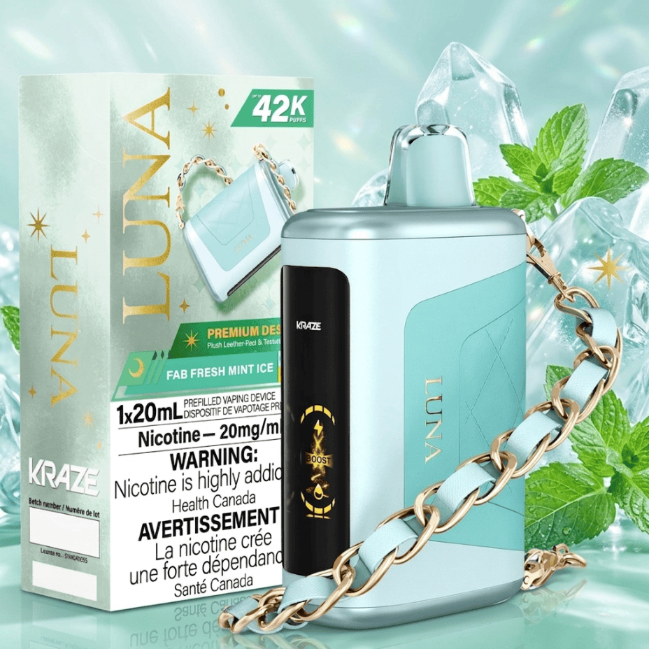 Kraze Luna 42k Disposable Vape - Fab Fresh Mint Ice Morden Vape SuperStore and Cannabis Manitoba Canada