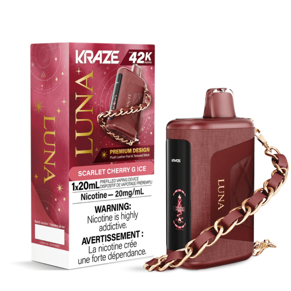Kraze Luna 42K Disposable Vape-Scarlet Cherry G Ice 42000 Puffs / 20mg Morden Vape SuperStore and Cannabis Manitoba Canada