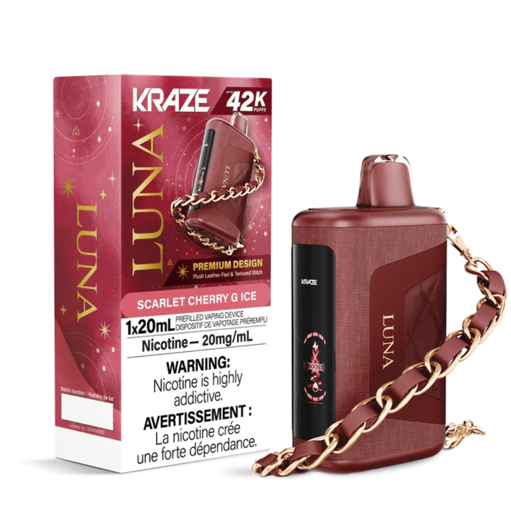 Kraze Luna 42K Disposable Vape-Scarlet Cherry G Ice 42000 Puffs / 20mg Morden Vape SuperStore and Cannabis Manitoba Canada