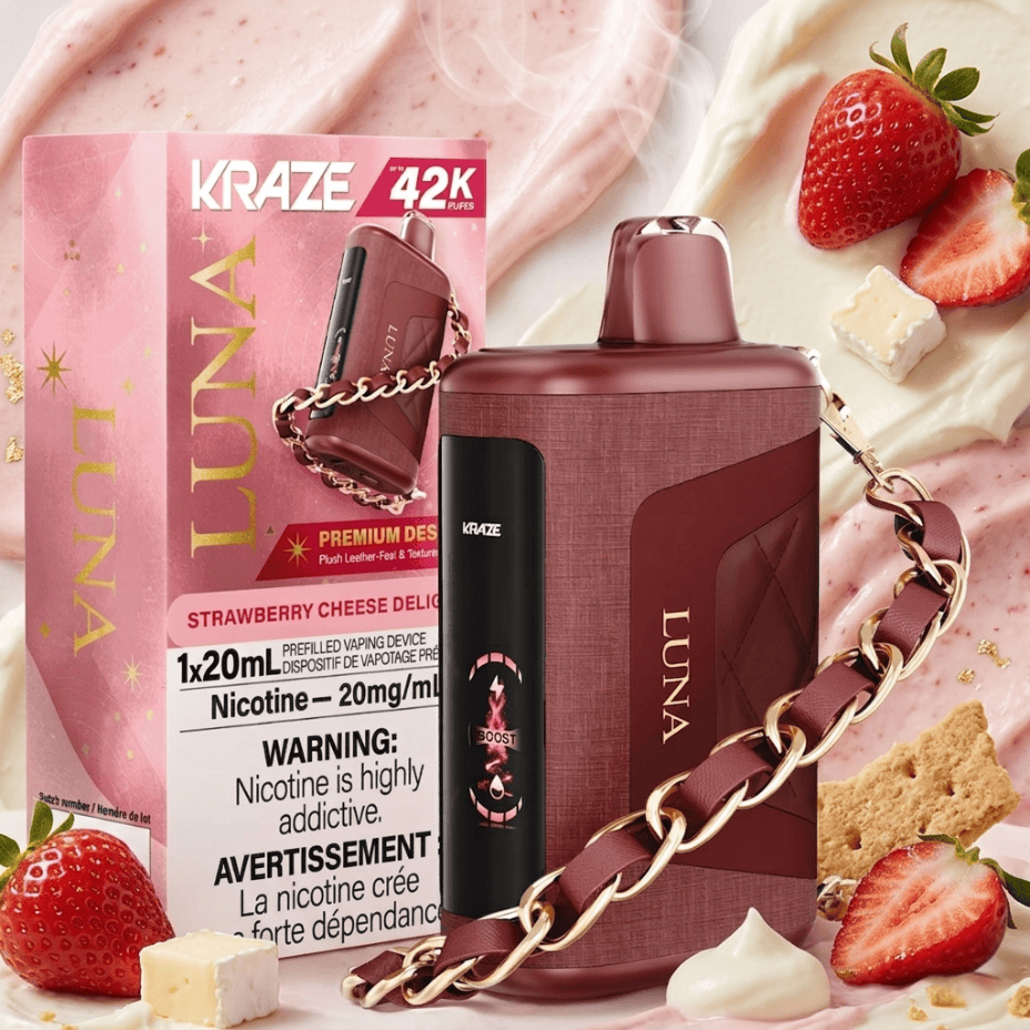 Kraze Luna 42k Disposable Vape - Strawberry Cheese Delight in Manitoba - Morden Vape SuperStore & Cannabis Kraze Luna 42k Disposable Vape - Strawberry Cheese Delight in Manitoba - Morden Vape SuperStore & Cannabis