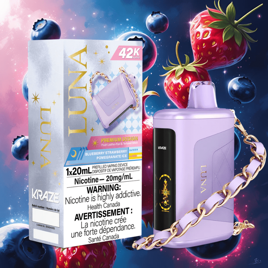 Kraze Luna Disposable Vape-Blueberry Strawberry Pomegranate Ice Morden Vape SuperStore and Cannabis Manitoba Canada