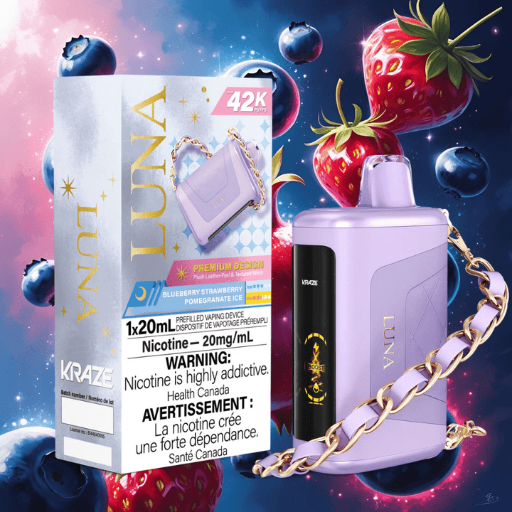 Kraze Luna Disposable Vape-Blueberry Strawberry Pomegranate Ice Morden Vape SuperStore and Cannabis Manitoba Canada