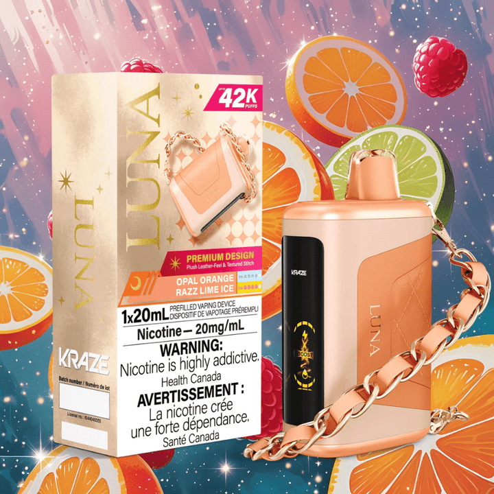 Kraze Luna Disposable Vape-Opal Orange Razz Lime Ice Morden Vape SuperStore and Cannabis Manitoba Canada