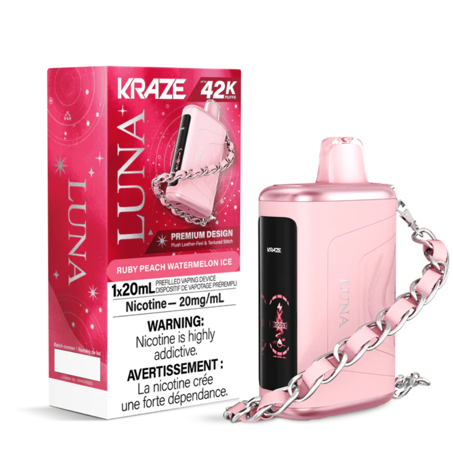 Kraze Luna Disposable Vape-Ruby Peach Watermelon Ice Morden Vape SuperStore and Cannabis Manitoba Canada
