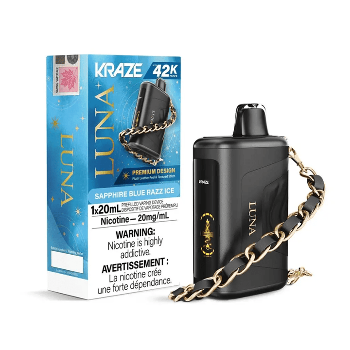Kraze Luna Disposable Vape-Sapphire Blue Razz Ice Morden Vape SuperStore and Cannabis Manitoba Canada