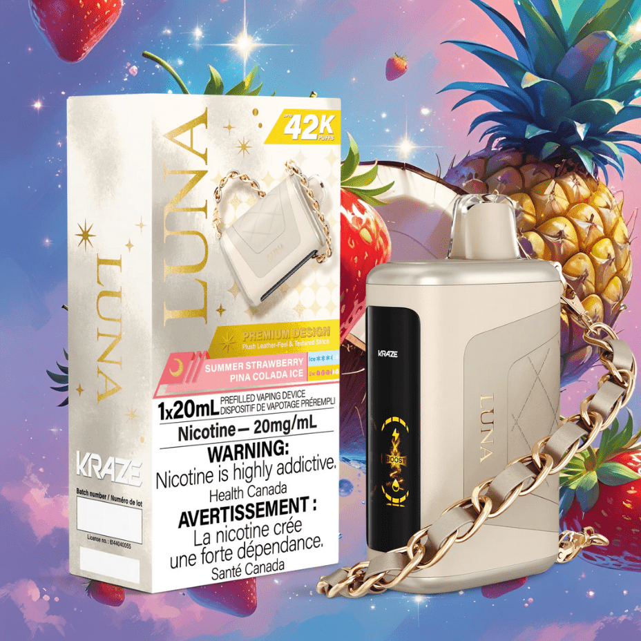 Kraze Luna 42k Disposable Vape-Summer Strawberry Pina Colada Ice - Morden Vape SuperStore & Cannabis Kraze Luna 42k Disposable Vape-Summer Strawberry Pina Colada Ice - Morden Vape SuperStore & Cannabis