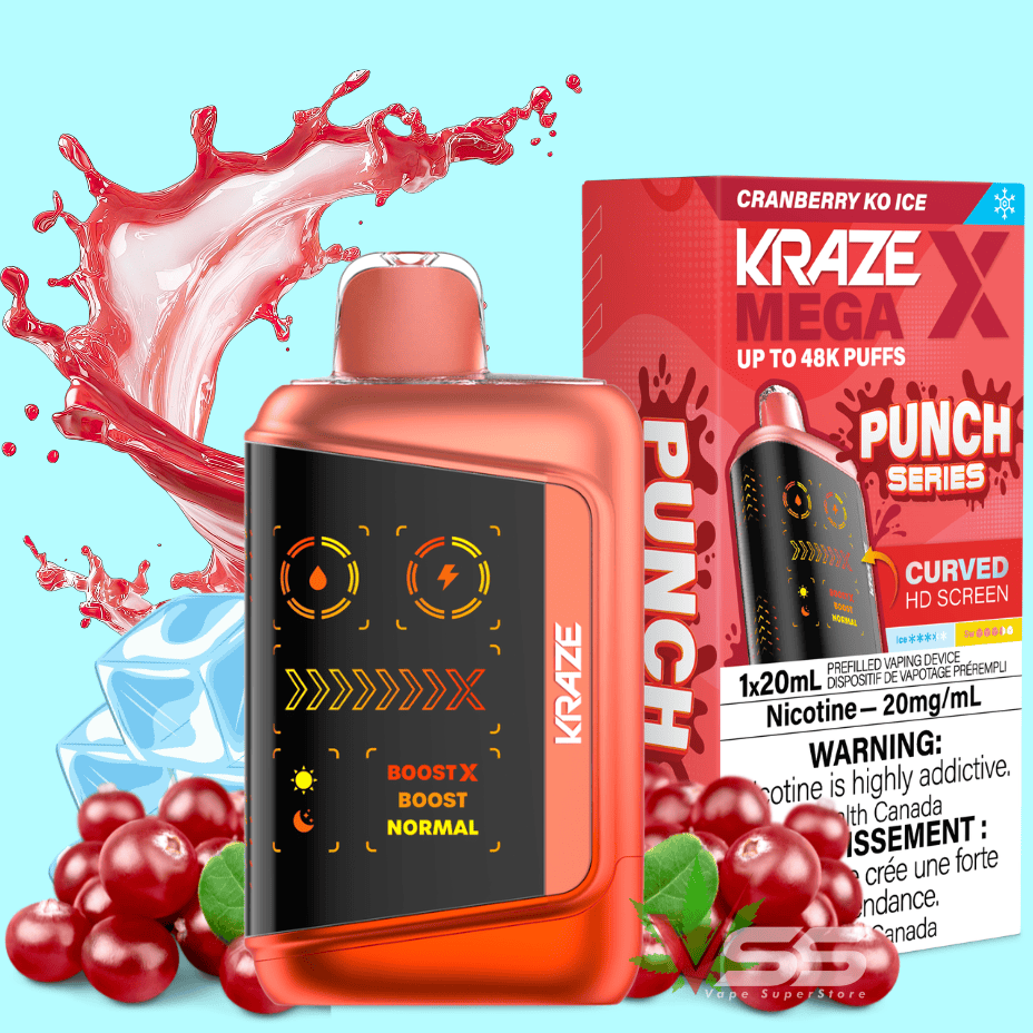 Kraze Mega X 48K Disposable Vape - Punch Series Cranberry KO Ice Morden Vape SuperStore and Cannabis Manitoba Canada