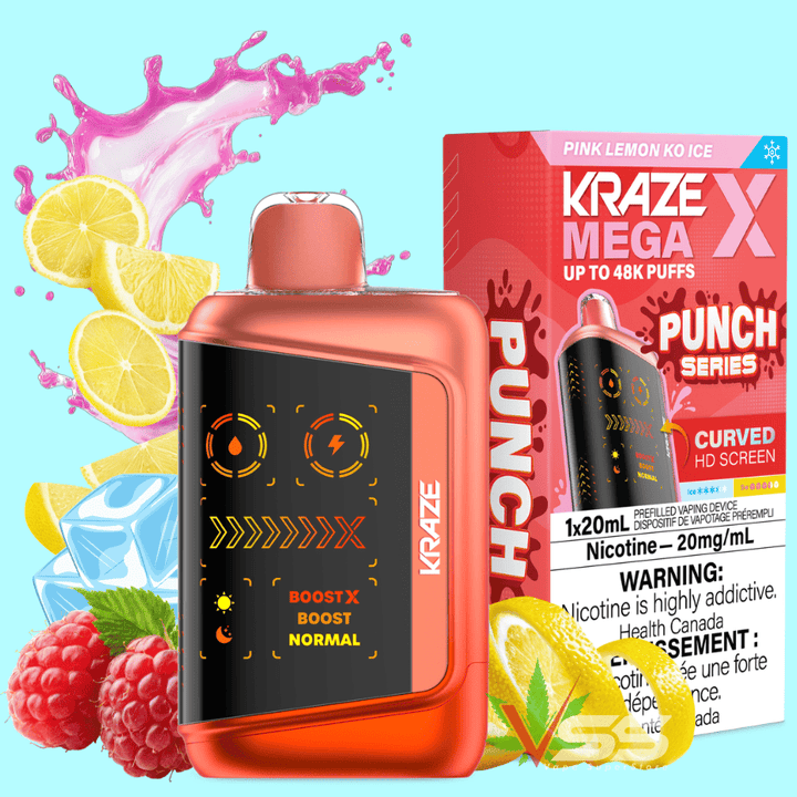 Kraze Mega X 48K Disposable Vape - Punch Series Pink Lemon KO Ice Morden Vape SuperStore and Cannabis Manitoba Canada