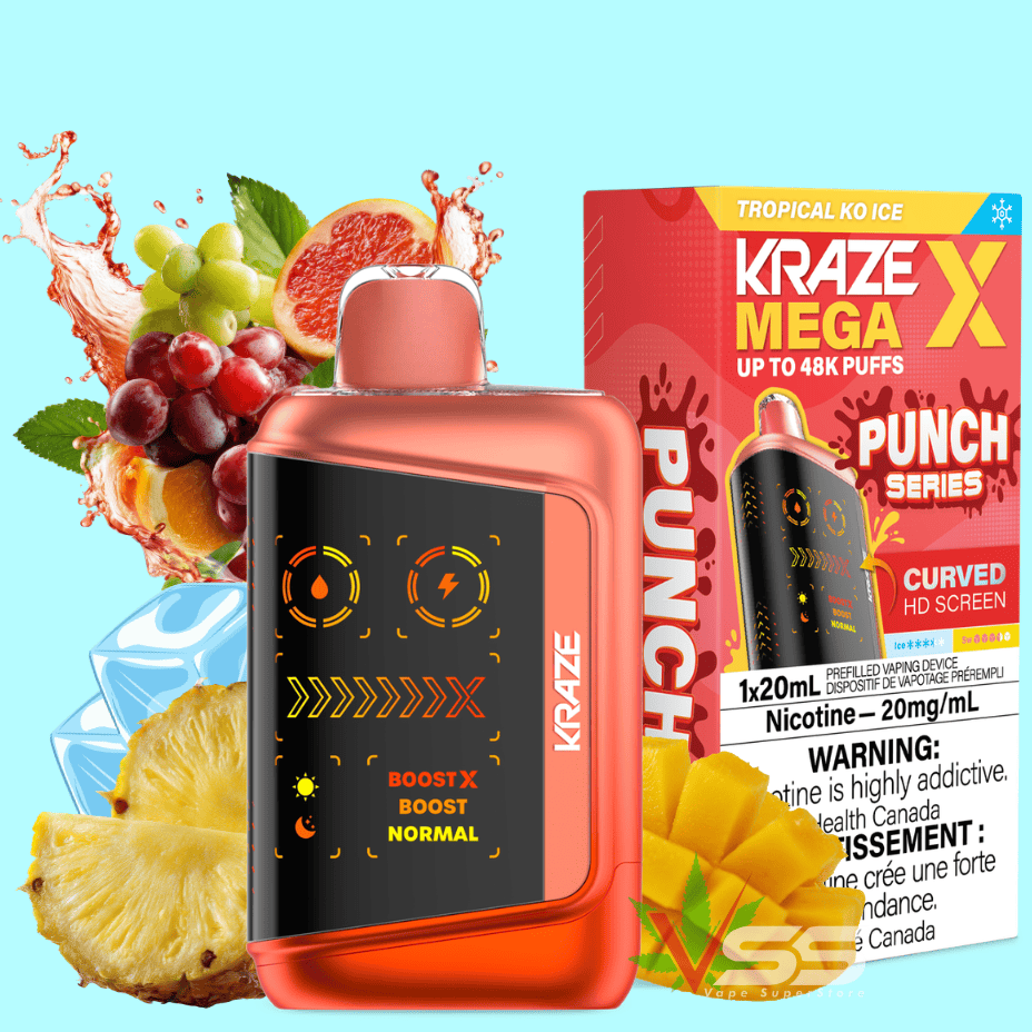 Kraze Mega X 48K Disposable Vape - Punch Series Tropical KO Ice Morden Vape SuperStore and Cannabis Manitoba Canada
