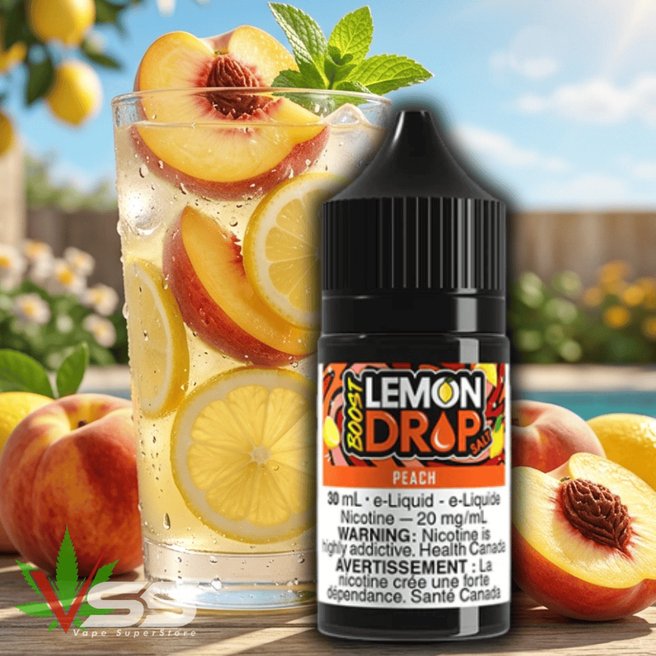 Lemon Drop Boost Salt - Peach 30mL / 20mg Morden Vape SuperStore and Cannabis Manitoba Canada