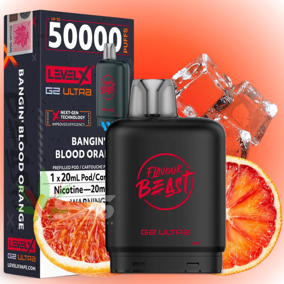 Level X G2 Ultra Flavour Beast Pod 50k-Bangin' Blood Orange 50000 / 20mg Morden Vape SuperStore and Cannabis Manitoba Canada