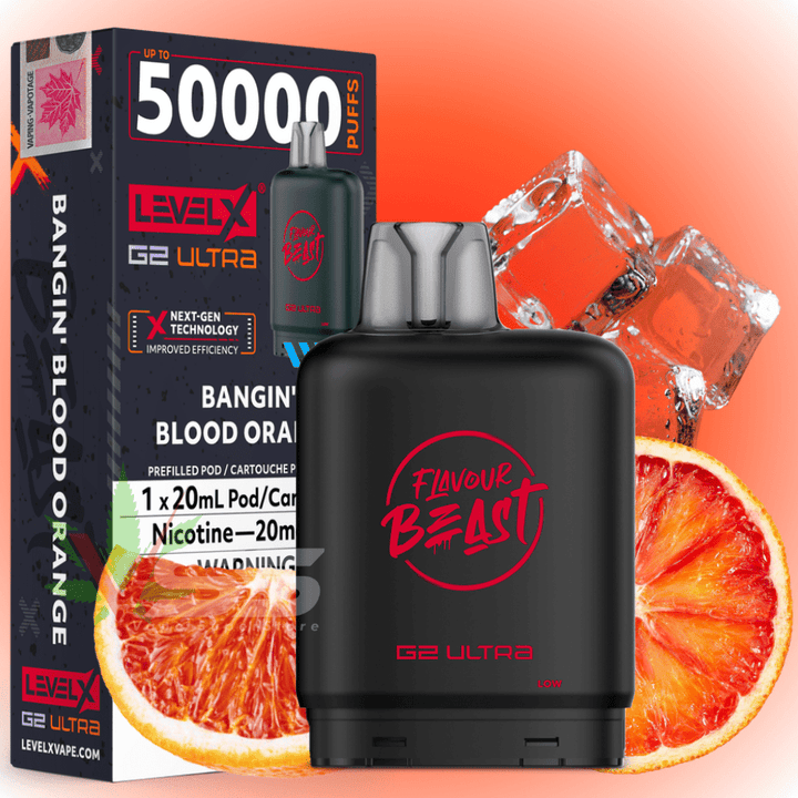 Level X G2 Ultra Flavour Beast Pod 50k-Bangin' Blood Orange 50000 / 20mg Morden Vape SuperStore and Cannabis Manitoba Canada