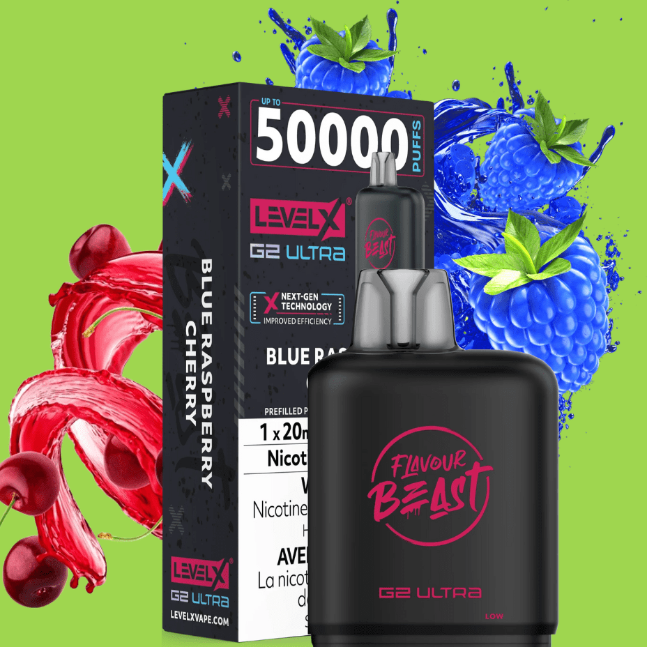 Level X G2 Ultra Flavour Beast Pod 50k-Blue Raspberry Cherry 50000 Puffs / 20mg Morden Vape SuperStore and Cannabis Manitoba Canada