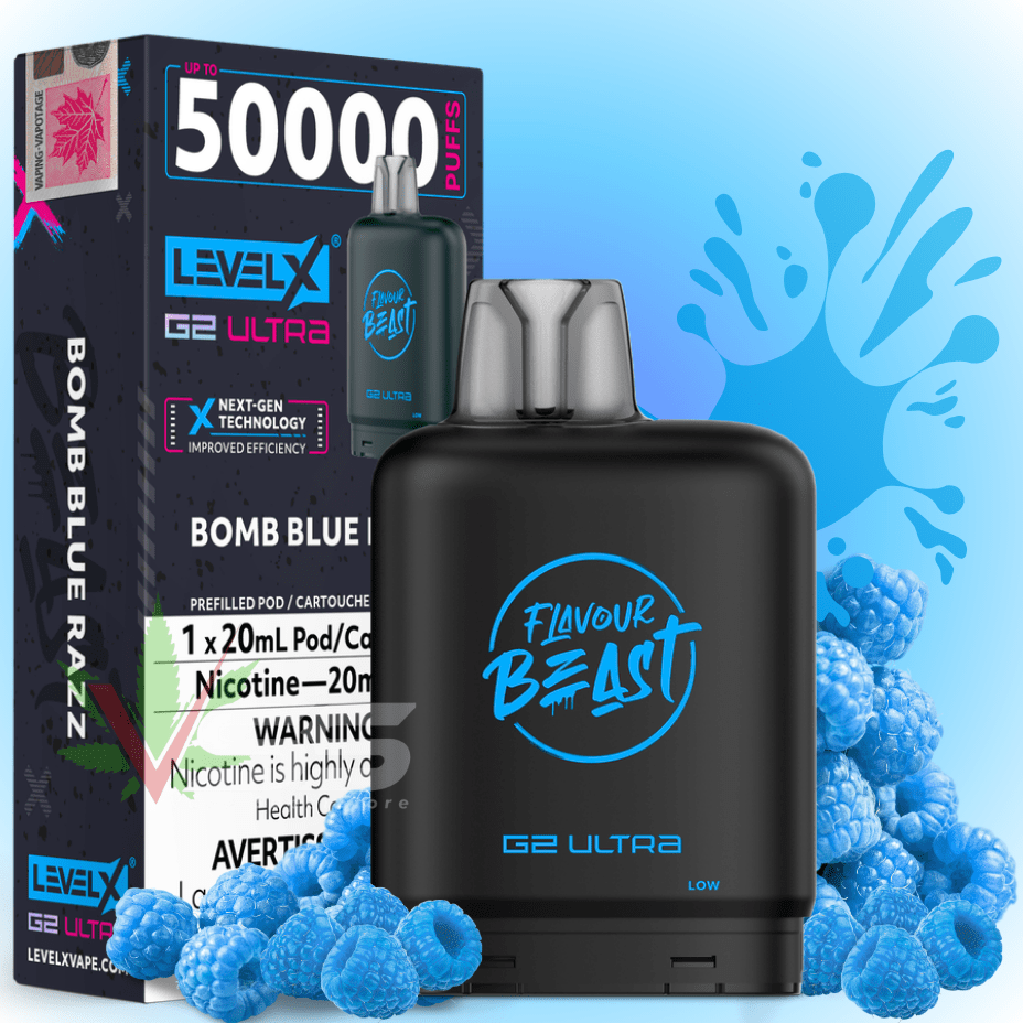 Level X G2 Ultra Flavour Beast Pod 50k-Bomb Blue Razz 50000 / 20mg Morden Vape SuperStore and Cannabis Manitoba Canada