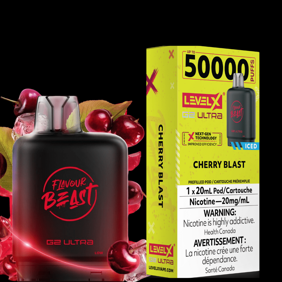 Level X G2 Ultra Flavour Beast Pod 50k-Cherry Blast Iced Morden Vape SuperStore and Cannabis Manitoba Canada