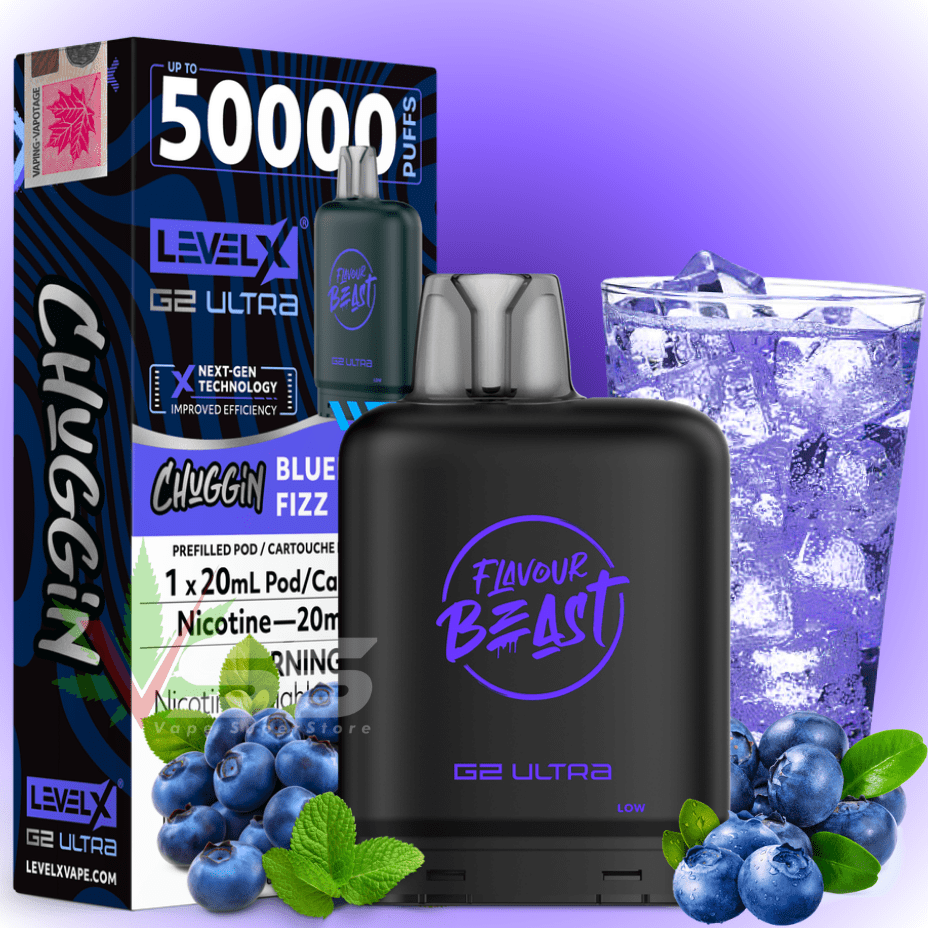 Level X G2 Ultra Flavour Beast Pod 50k-Chuggin' Blueberry Sparkle Iced 20mg / 50000 Morden Vape SuperStore and Cannabis Manitoba Canada